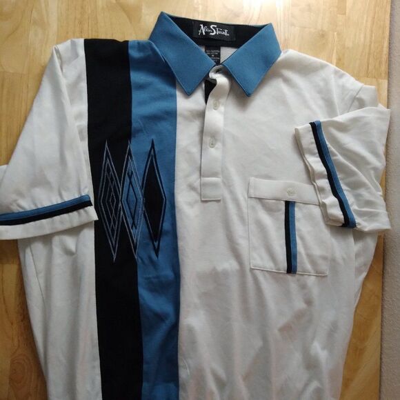 Deadstock Vintage Alan Stuart Color Block Diamonds Polo Shirt - Picture 1 of 6